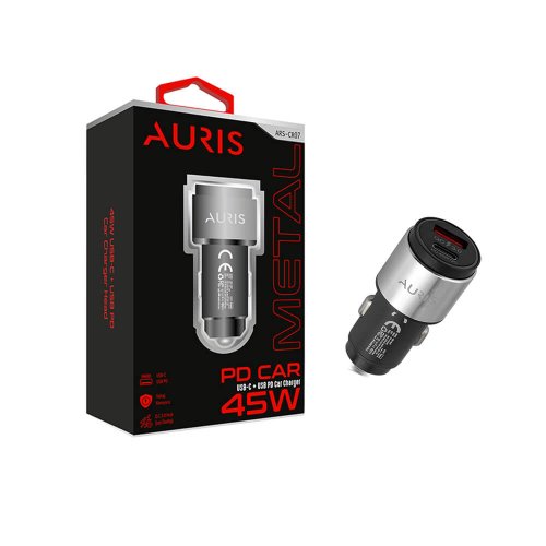 Auris CR10 Type-C+Usb 45W Araç Şarj Adaptörü